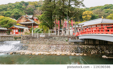 bridge entrance across river to Yutoku Inari Shrine, Kashima 119190386