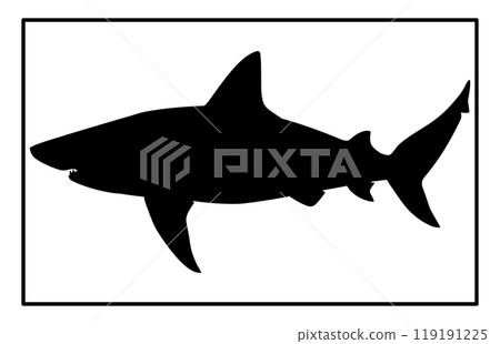 Basking Shark Silhouette Underwater, Basking Shark Black Icons Illustration 119191225