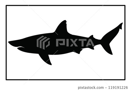 Basking Shark Silhouette Underwater, Basking Shark Black Icons Illustration 119191226