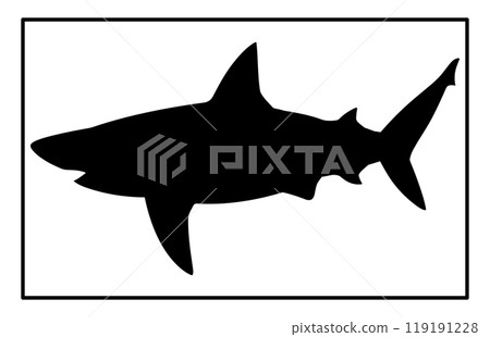 Basking Shark Silhouette Underwater, Basking Shark Black Icons Illustration 119191228