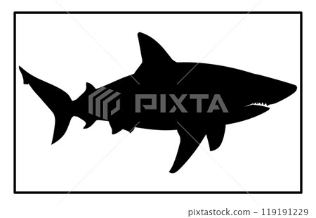 Basking Shark Silhouette Underwater, Basking Shark Black Icons Illustration 119191229