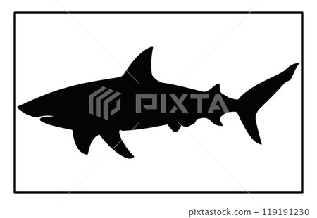 Basking Shark Silhouette Underwater, Basking Shark Black Icons Illustration 119191230