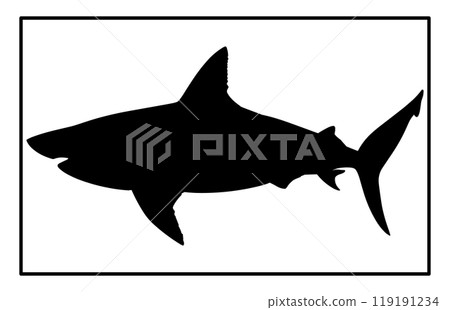 Basking Shark Silhouette Underwater, Basking Shark Black Icons Illustration 119191234