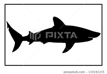 Basking Shark Silhouette Underwater, Basking Shark Black Icons Illustration 119191235