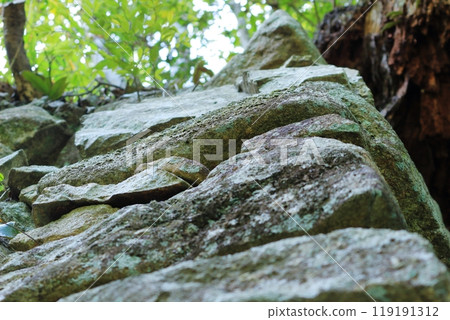Stone wall of the mountain castle Stone wall of the mountain castle 119191312