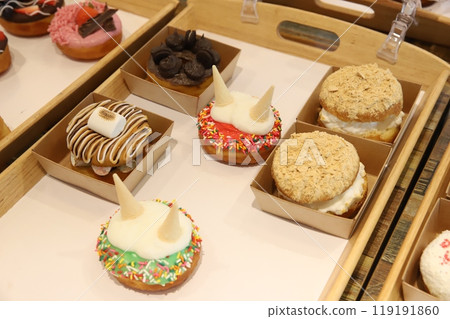 a donut dessert on display a donut dessert on display 119191860