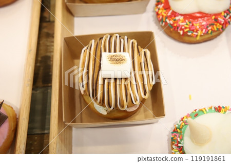 a donut dessert on display a donut dessert on display 119191861