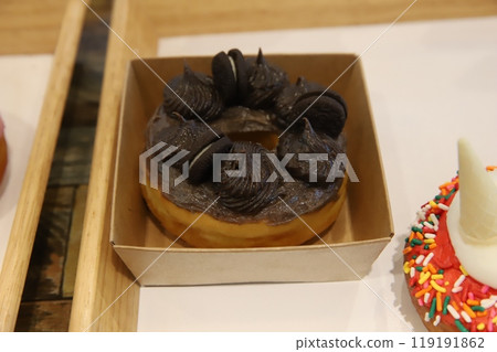 a donut dessert on display a donut dessert on display 119191862