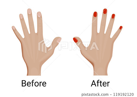 Before and after manicure vector illustration design. 119192120