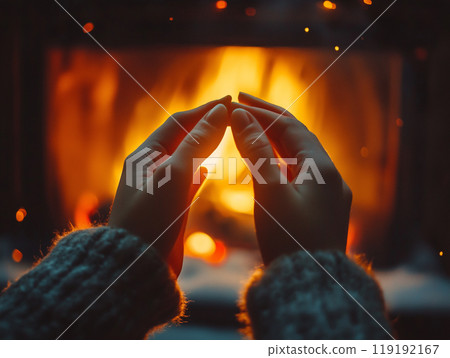 壁爐旁溫暖的雙手 119192167