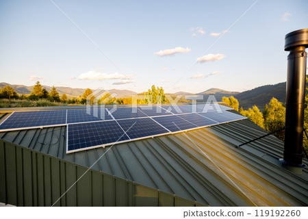 Solar Panels on Mountain House Roof 119192260