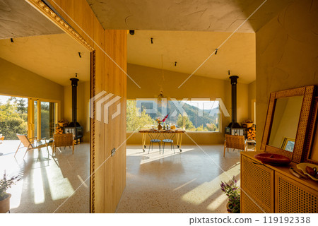 Kitchen Interior with Mountain Views 119192338