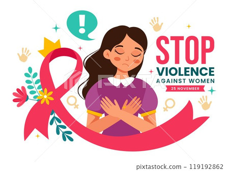 International Day for the Elimination of Violence Against Women Vector Illustration on 25 November with Girls and Flower Background Cartoon Design 119192862