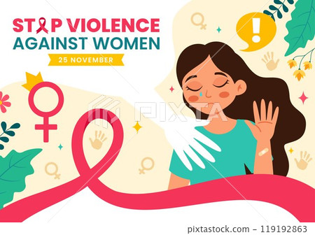 International Day for the Elimination of Violence Against Women Vector Illustration on 25 November with Girls and Flower Background Cartoon Design 119192863