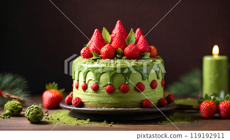 Matcha decorated cake, Christmas 119192911