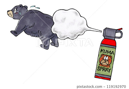 Asiatic black bear fleeing from bear spray Asiatic black bear fleeing from bear spray 119192970