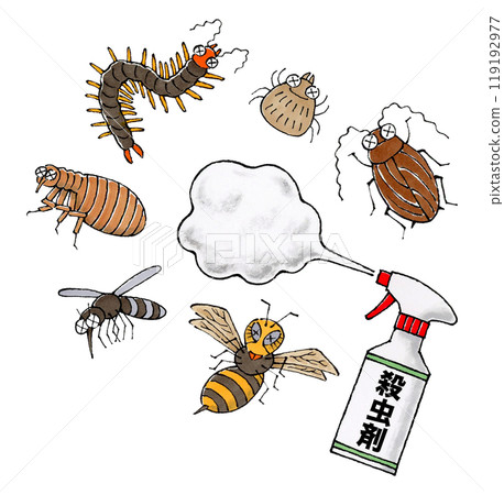 Insecticide sprays and pests (cockroaches, mites, centipedes, fleas, mosquitoes, wasps) Insecticide sprays and pests (cockroaches, mites, centipedes, fleas, mosquitoes, wasps) 119192977