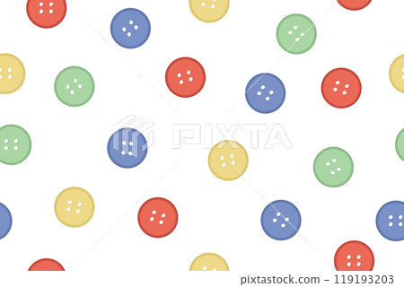 Horizontal background with colorful sewing buttons. Seamless pattern with clothes buttons. 119193203