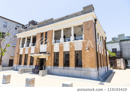 History-building view of former Sanwa Bank in Hamasen of Kaohsiung, Taiwan.  119193420