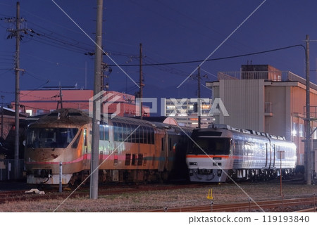 Kyoto Tango Railway KTR8500 and KTR001 Night view of Nishi-Maizuru Station 119193840