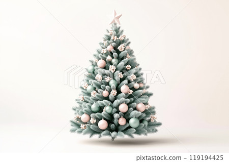 Christmas tree featuring pastel colored decorations, isolated on white background, celebrating the festive season Christmas tree featuring pastel colored decorations, isolated on white background, celebrating the festive season 119194425