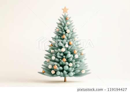 Christmas tree featuring pastel colored decorations, isolated on white background, celebrating the festive season Christmas tree featuring pastel colored decorations, isolated on white background, celebrating the festive season 119194427