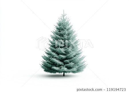 A full green pine tree displayed prominently isolated on white background, Christmas holiday concept A full green pine tree displayed prominently isolated on white background, Christmas holiday concept 119194723