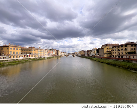 view of Girona from bridge on river Onyar 119195004