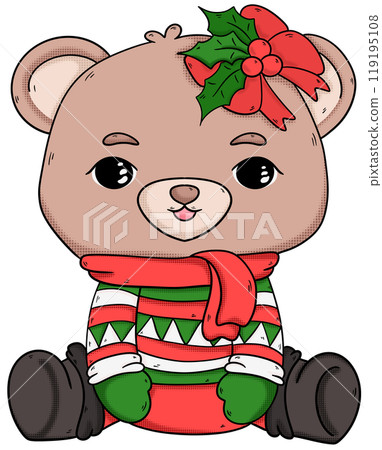 Christmas themed teddy bear Pop art 119195108