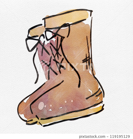 秋天色彩的靴子水彩時尚手繪插圖 119195129