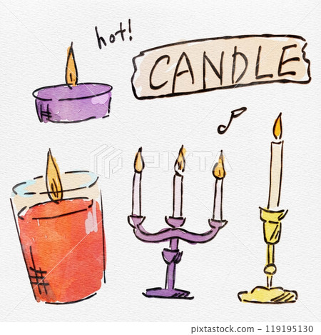 時尚手繪插圖集蠟燭裝飾秋天 時尚手繪插圖集蠟燭裝飾秋天 119195130