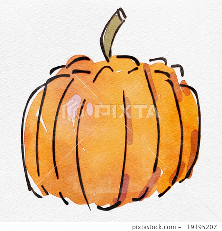 水彩時尚手繪南瓜插圖,為秋天著色 水彩時尚手繪南瓜插圖,為秋天著色 119195207