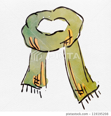水彩時尚手繪插畫的秋天色彩的圍巾 水彩時尚手繪插畫的秋天色彩的圍巾 119195208