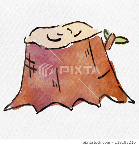 水彩時尚手繪插圖，描繪秋天的樹樁 119195210