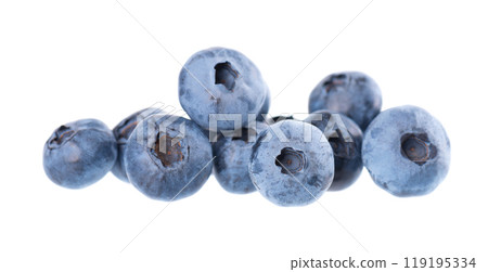 Fresh blueberry isolated on white background. Bilberry or whortleberry berries. Clipping path. 119195334