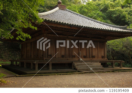Diagonally in front of the main hall of Fukiji Temple, with fresh greenery 119195409