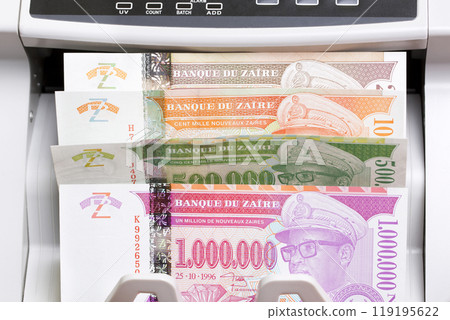 Banknotes of Zaire in the counting machine Banknotes of Zaire in the counting machine 119195622