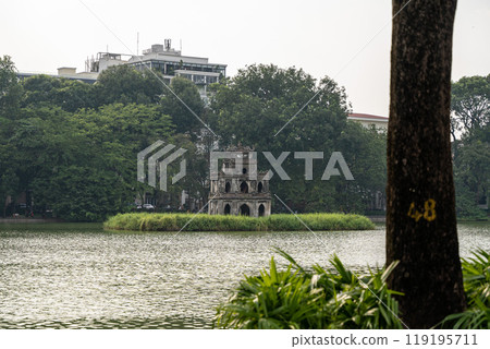 Turtle Tower in the Ho Hoan Kiem of Hanoi, Vietnam 119195711