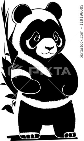 simple black graphic drawing one panda, decorative element, logo simple black graphic drawing one panda, decorative element, logo 119196085