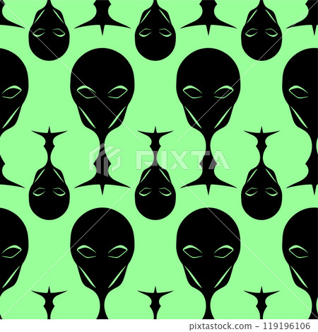 seamless pattern black graphic aliens on green background, texture, design seamless pattern black graphic aliens on green background, texture, design 119196106