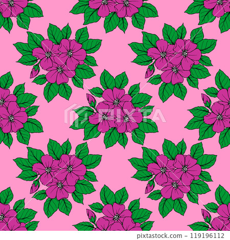 seamless pattern of large magenta flowers on a pink background, texture, design seamless pattern of large magenta flowers on a pink background, texture, design 119196112