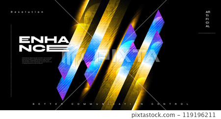 Futuristic and Modern Banner or Cover Design for Branding, Advertising and Promotion. Geometric Abstract Background with Gradient Shapes 119196211