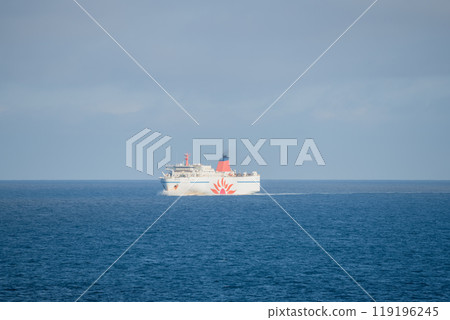 [Sunflower Furano bound for Tomakomai and Sunflower Daisetsu bound for Oarai meet and leave, off the coast of Iwate Prefecture] 119196245