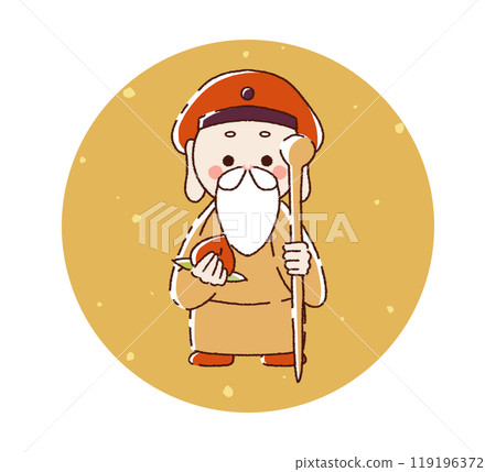 Cute illustration material of Jurojin, male god 119196372