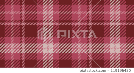 The design features a seamless tartan pattern in shades in pink and red color with intersecting lines squares creating an elegant and classic textile appearance 119196420