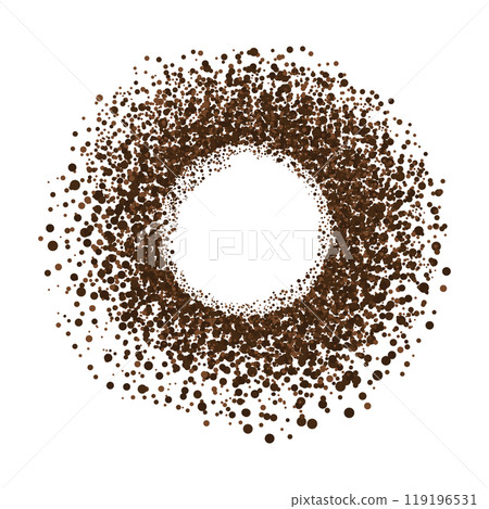 Coffee ground speckles powder, cocoa top view. Grainy bean with particles textured stain. Brown chocolate dust. grains and granules shape Coffee ground speckles powder, cocoa top view. Grainy bean with particles textured stain. Brown chocolate dust. grains and granules shape 119196531