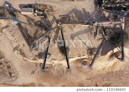 Aerial view of stone jaw crusher plant 119196691