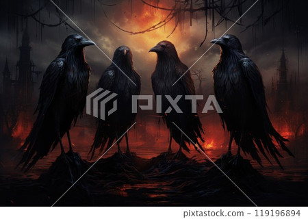 Cursed wereravens, trapped in a cycle of human and raven forms - Generative AI Cursed wereravens, trapped in a cycle of human and raven forms - Generative AI 119196894