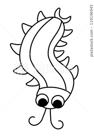 Vector black and white cartoon centipede. Funny prehistoric insect coloring page. Woodland beetle. Cute forest creepy-crawly illustration for kids. Tropical or rainforest bug line icon 119196945