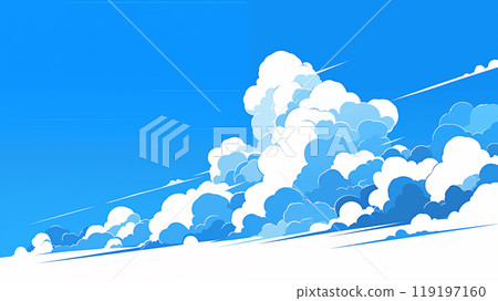 手绘卡通扁平化蓝天白云插画背景 手绘卡通扁平化蓝天白云插画背景 119197160